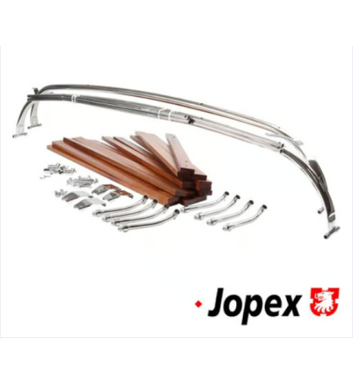 Roof luggage rack. Made of stainless steel and wood