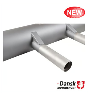 Exhaust rear, Sport, with two tail pipes and mounting straps. Made of steel with grey heat resistant paint