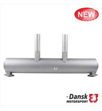 Exhaust rear, Sport, with two tail pipes and mounting straps. Made of steel with grey heat resistant paint