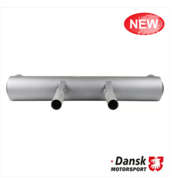 Exhaust rear, Sport, with two tail pipes and mounting straps. Made of steel with grey heat resistant paint