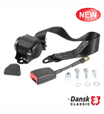 3-point seat belt with automatic retractor, black, left/right, for one side