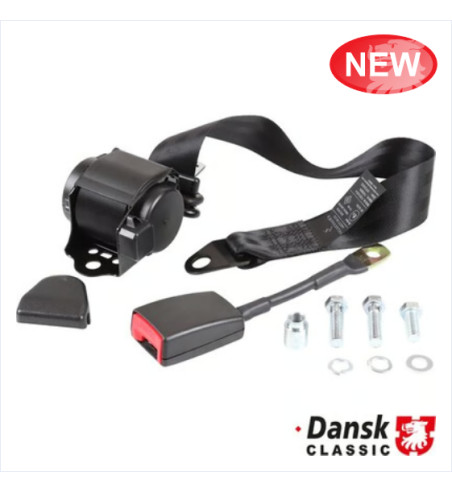 3-point seat belt with automatic retractor, black, left/right, for one side