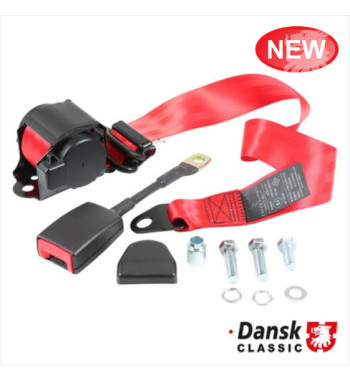 3-point seat belt with automatic retractor, red, left/right, for one side