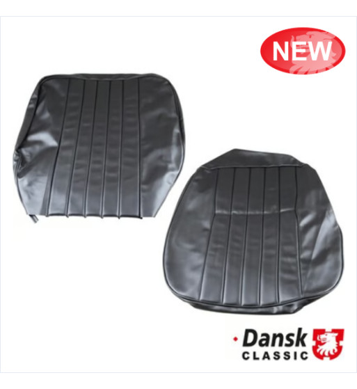 Seat cover set for one front seat, black vinyl, left/right
