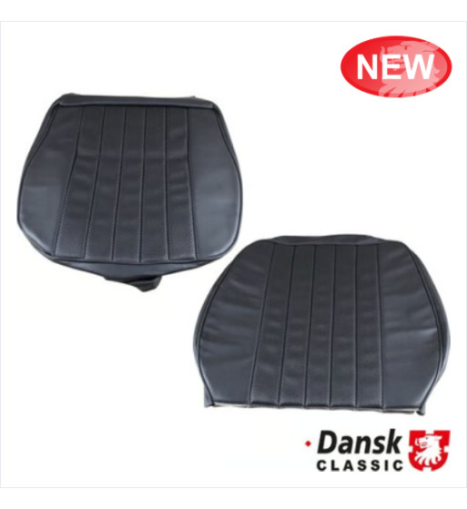 Seat cover set for one front seat, black basketweave vinyl, left/right