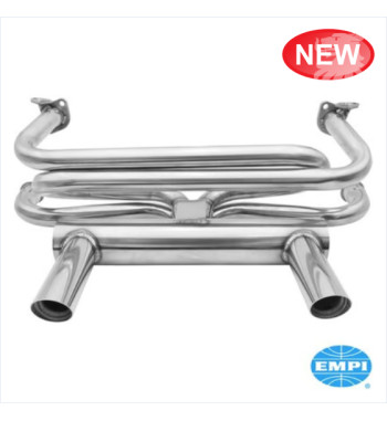 Exhaust system, 1 3/8 tubing, with two tail pipes. Made of stainless steel