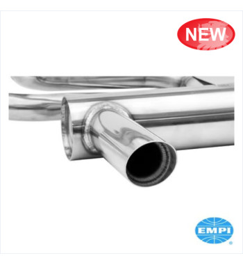 Exhaust system, 1 3/8 tubing, with two tail pipes. Made of stainless steel