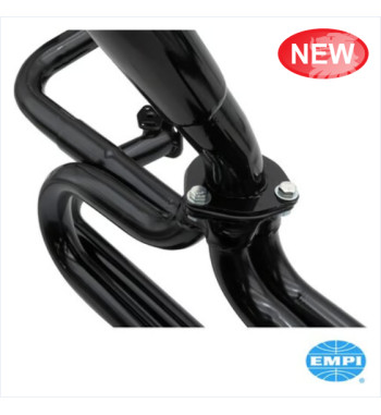 Exhaust system, Baja, 1 1/2 tubing, with one long Stinger tail pipe. Eliminates heater boxes. Made of steel with black paint