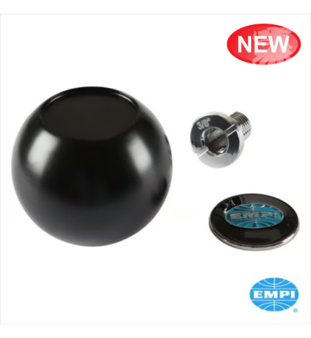 Gear shift knob with EMPI logo, universal with 4 thread variations