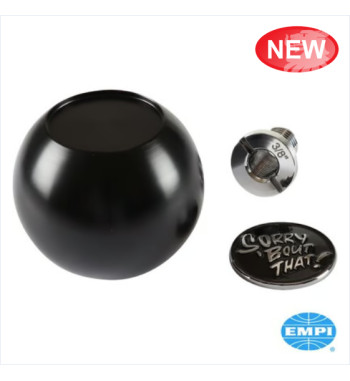 Gear shift knob with Sorry 'Bout That! logo, universal with 4 thread variations