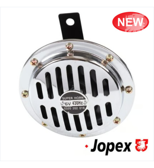 Horn, 6 V, low pitched, Bosch style, chrome, without E-mark