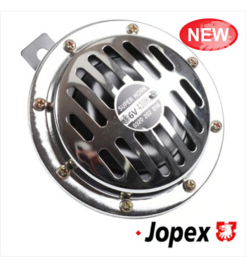 Horn, 6 V, low pitched, Bosch style, chrome, without E-mark