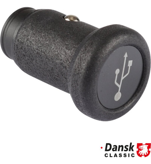 Cigarette lighter to USB-A and USB-C port adapter with black knob and black decor ring