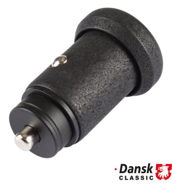 Cigarette lighter to USB-A and USB-C port adapter with black knob and black decor ring