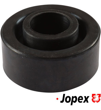Rubber bushing between front axle and body, lower