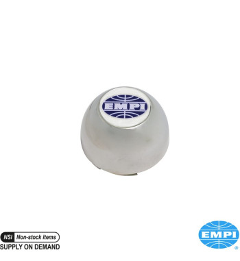 Hub cap with Empi logo, chrome plated plastic. For Torque Star and Empi Dish wheels