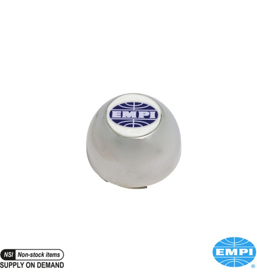 Hub cap with Empi logo, chrome plated plastic. For Torque Star and Empi Dish wheels