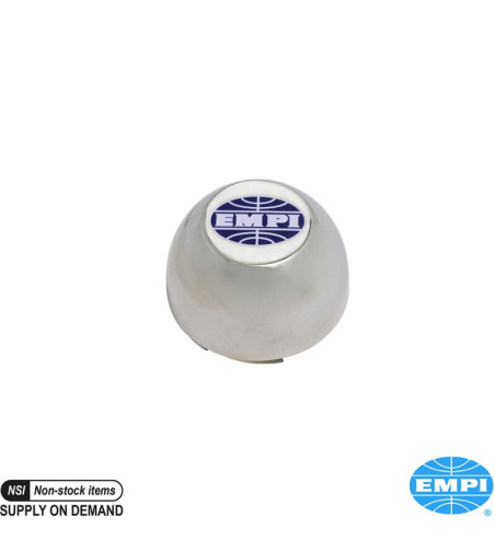 Hub cap with Empi logo, chrome plated plastic. For Torque Star and Empi Dish wheels