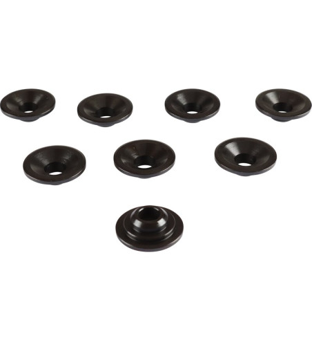 Valve spring retainer set, chromoly, 8 pieces. Use with single or dual spring setups