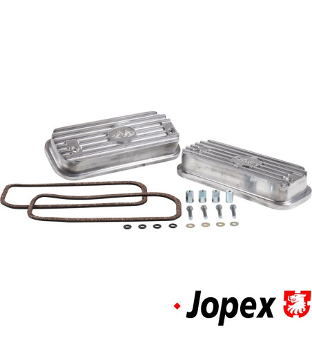 Valve cover set, bolt-on, with mounting parts and gaskets, cast aluminium, 2 pieces