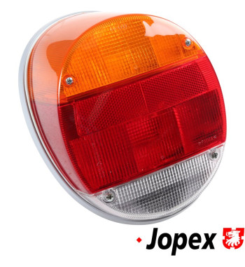 Lampa tylna z czerwono-pomarańczowym szkłem Hella, lewa/prawa, z oznaczeniem E, bez żarówek.