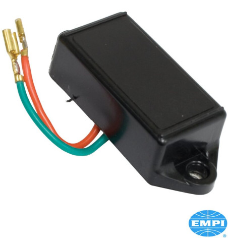 Voltage regulator. Fits Empi alternators No. 00-9445-7, 00-9453-7 and 00-9463-7