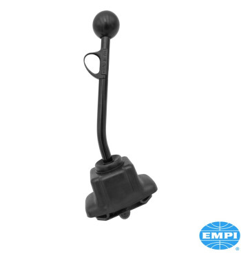 Trigger gear shift, black powder finish with black knob, long, overall length 13 ½