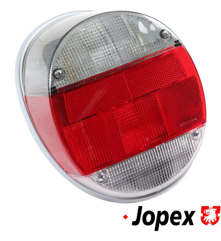 Lampa tylna z przyciemnianym/czerwono-białym szkłem Hella, lewa/prawa, ze znakiem E, bez żarówek