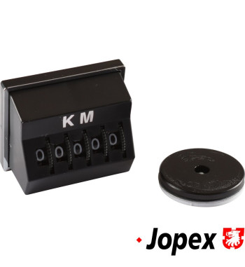 Trip odometer KM, black with chrome trim
