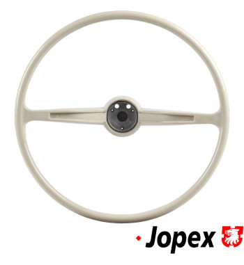 Steering wheel, complete with chrome horn ring, silver/grey