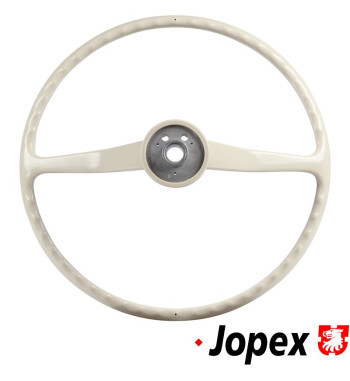 Steering wheel, complete with chrome horn ring, silver/grey