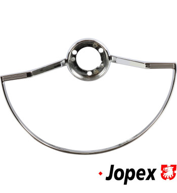 Steering wheel, complete with chrome horn ring, silver/grey