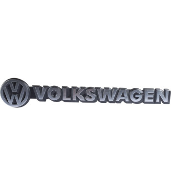 Emblemat Volkswagen z logo VW na klapę bagażnika, czarny z chromowanymi literami