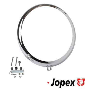 Headlight rim, chrome, Hella style, Adjusting holes at 2 and 7 o'clock.