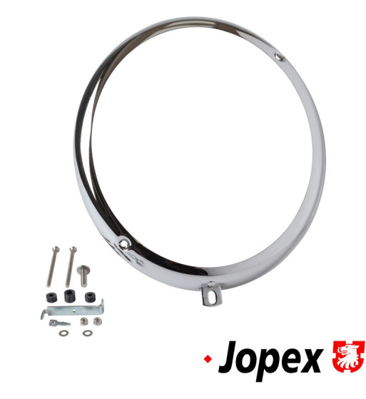Headlight rim, chrome, Hella style, Adjusting holes at 2 and 7 o'clock.