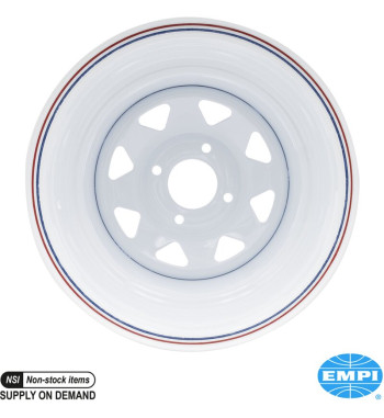 Steel rim, painted, white, 10x15, 4x130, 2 back spacing