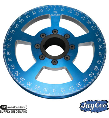 Pulley for crankshaft, aluminium, Billet drag style, sand seal, blue with laser engraved numbers, Ø5.25