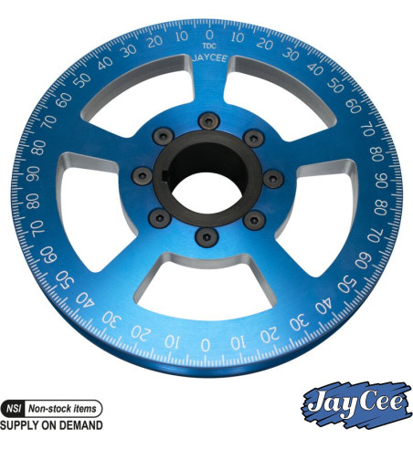 Pulley for crankshaft, aluminium, Billet drag style, sand seal, blue with laser engraved numbers, Ø5.25