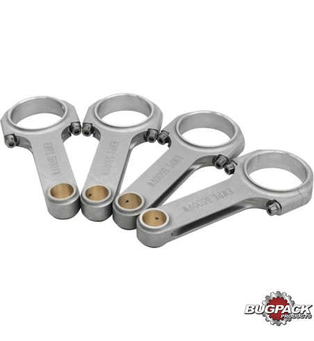 Connecting rod set, H-Beam, length 140 mm, VW Journal 55 mm, 4 pieces, with 5/16 ARP bolts. Made of forged chromoly steel