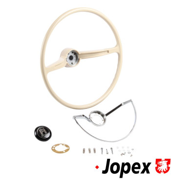 Steering wheel, complete with chrome horn ring, ivory, Ø400 mm
