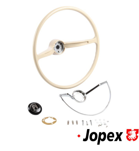 Steering wheel, complete with chrome horn ring, ivory, Ø400 mm