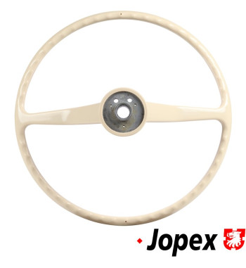 Steering wheel, complete with chrome horn ring, ivory, Ø400 mm
