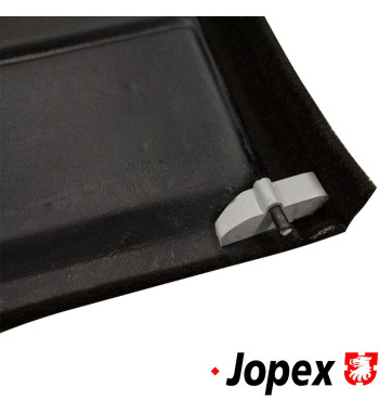 Parcel shelf set with side covers and retaining straps, black