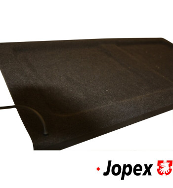 Parcel shelf including retaining straps, black. 97.5 cm wide tapering to 97 cm