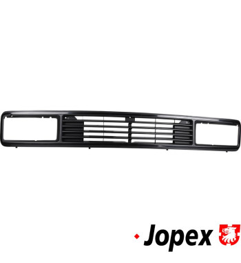 Radiator grille for square headlamps without cut out for emblem, black