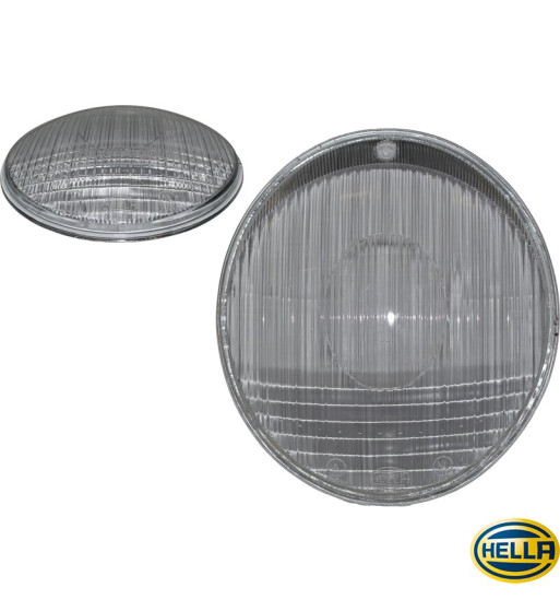 Headlamp lens, asymmetrically, with E-mark