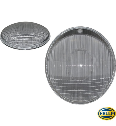 Headlamp lens, asymmetrically, with E-mark