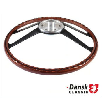 Steering wheel with wood rim and black spoke, Ø394 mm (15.5), without horn button
