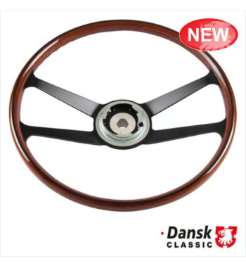 Steering wheel with wood rim and black spoke, Ø394 mm (15.5), without horn button