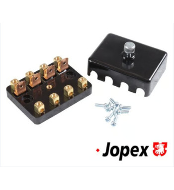 Fuse box with cover, black, for 4 fuses